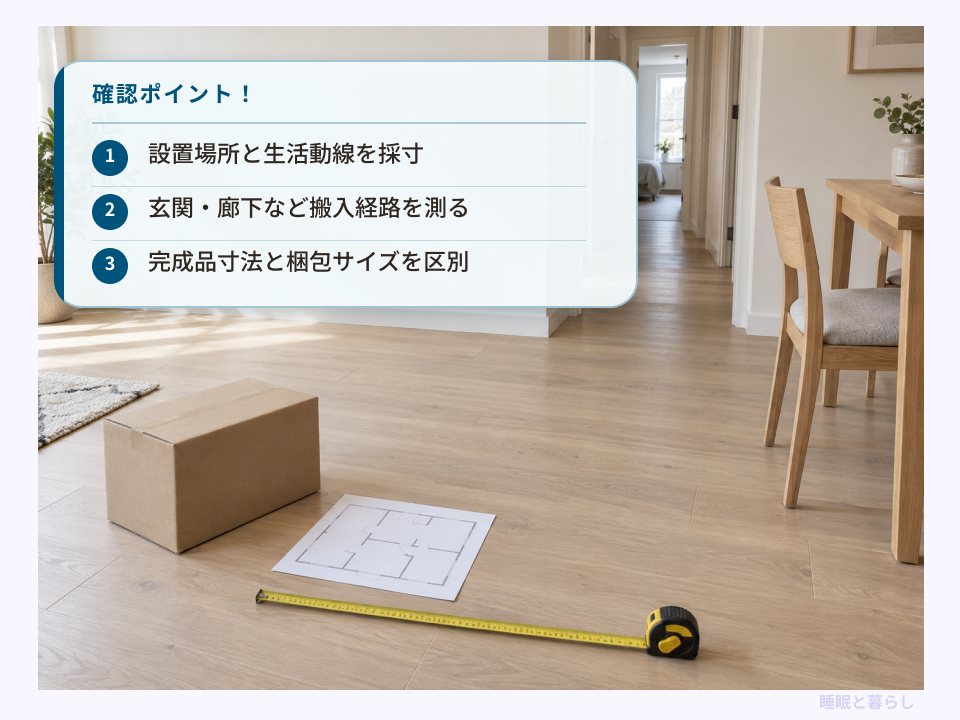 家具の設置場所と生活動線、搬入経路、梱包サイズの確認ポイント