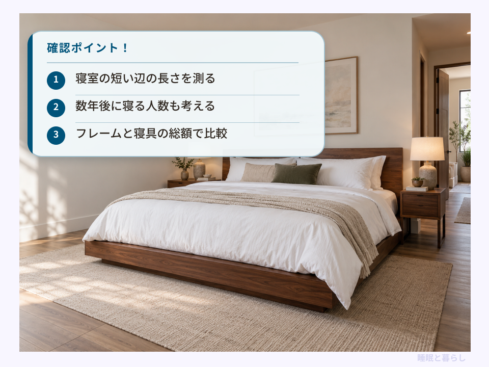 ダブルとキングを選ぶ前に確認する寝室寸法・将来の人数・寝具の総額