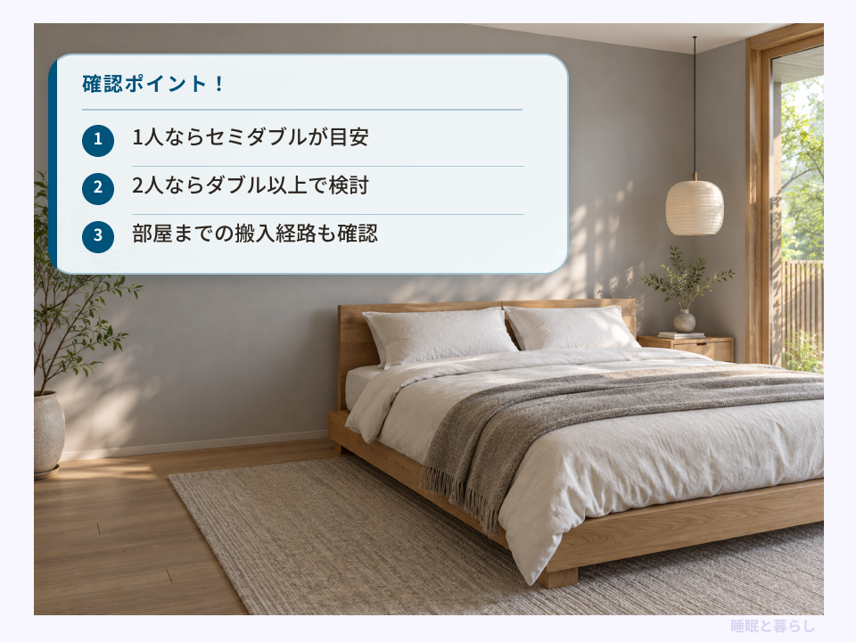 使う人数と搬入経路からベッドサイズを選ぶ確認ポイント