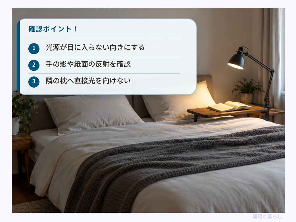 光源の見え方・手の影・隣の寝床への光を調整する読書灯のポイント