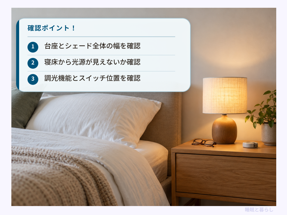 ランプの幅・寝床からの光源・操作位置を確認するポイント