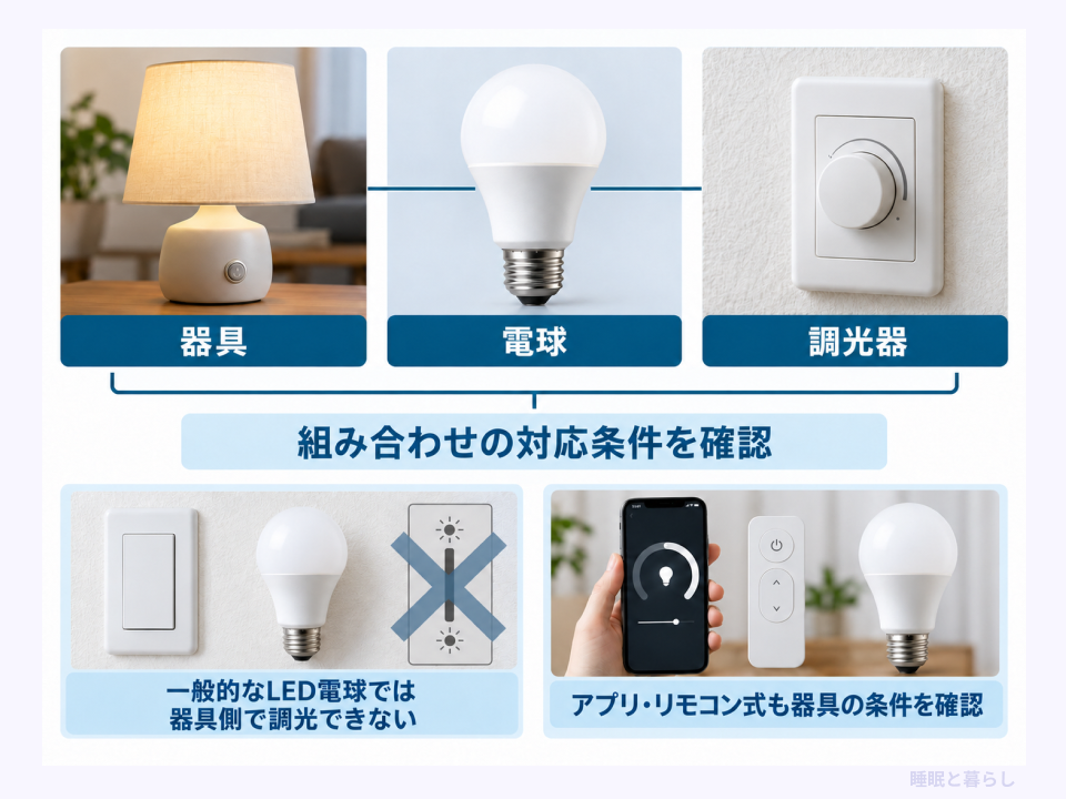 器具・電球・調光器の適合と操作機能の確認