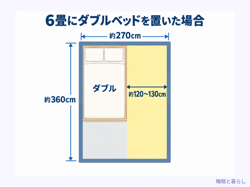 6畳にダブルベッドを置いた場合
